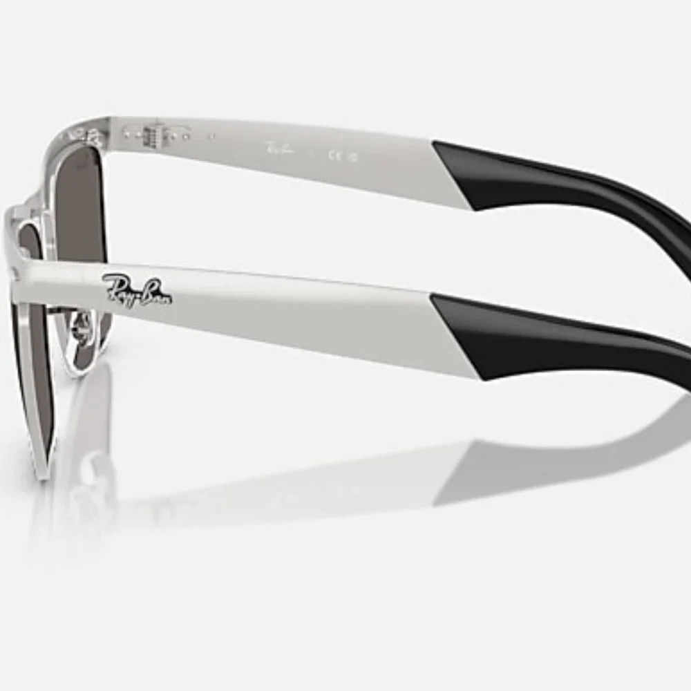 NEW RAY-BAN Wayfarer Deluxe  Matte Sandblasted Silver on Silver Frame, Dark Grey - Picture 2 of 2